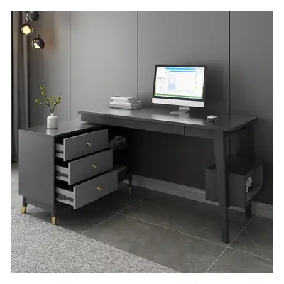 Ultic Gary L Shaped Home Office Desk Desk with Storage Drawers & Shelf Computer Desk (1200mm)