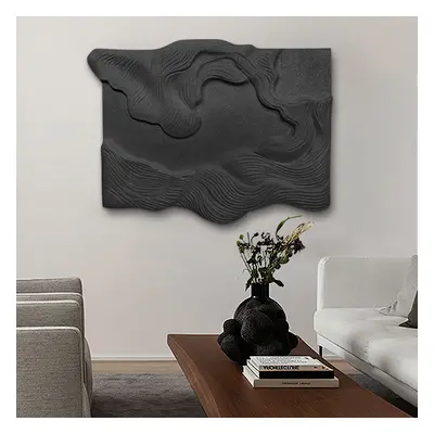 3D Black Sea Waves Texture Painting Art Modern Abstract Ocean Wall Decor Living Room 700mmW*500m