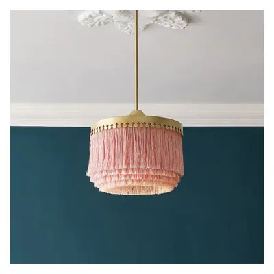 Stylish Pink Pendant Light Fringe Pendant Light Tassel Lighting Boho 1-Light Pendant Light in Go