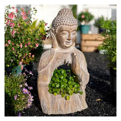 530mm Garden Buddha Statue Outdoor Resin Sculpture Decor Art With Flower Pot Planter