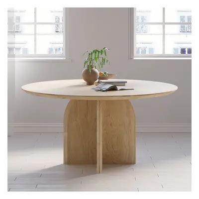 53.1" Round Dining Table Solid Wood for 6 Modern Natural Dining Room Table