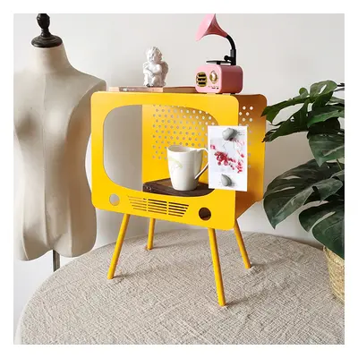 Stert TV Sculpt Display Shelving Unique End Table in Yellow