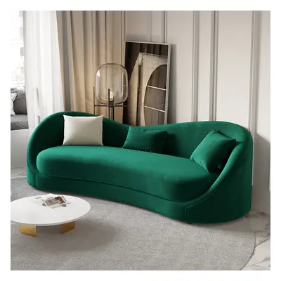 Luxury Green Velvet Upholstered Sofa 3-Seater Sofa Solid Wood Frame 2130mm Sofa