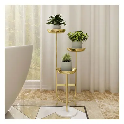 3 Tier Tall Metal Standing Plant Stand Unique Shaped Planter in Gold for Living Room