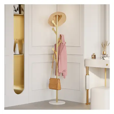 Marble Freestanding Clothing Rack Gold with Hooks for Bedroom