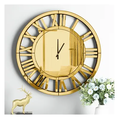 580mm Large Round Gold Roman Numeral Silent Wall Clock Modern Acrylic Mirror Decor Art