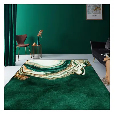 900mm x 1500mm Art Deco Green Marble Area Rug Living Room Carpet with Abstract Pattern