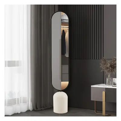 1500mm Oversized Oval Metal Full Length Standing Floor Mirror Black & White Living Room