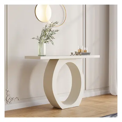 1000mm Modern White Console Table with Circle Base White Wooden Entryway Table