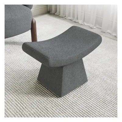 Modern Gray Boucle Stool Upholstered Ottoman Unique Design Footstool for Living Room