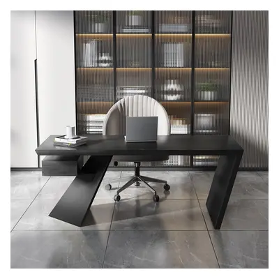 Cabstract Modern Black Office Desk Writing Desk with Drawer Computer Desk (1600mm)