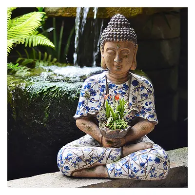 Outdoor Garden Sleeping Buddha Statue Flower Pot Planter Magnesium Oxide Sculpture Decor