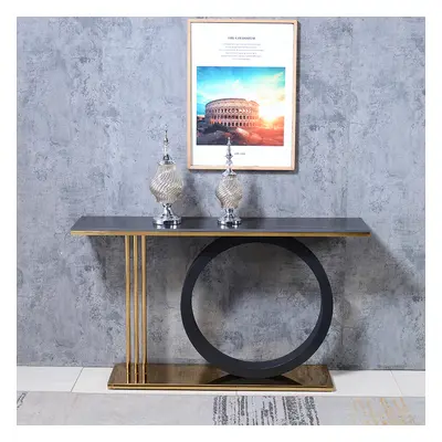 1400mm Post Modern Black Geometry Console Table Sintered Stone Top Stainless Steel Frame