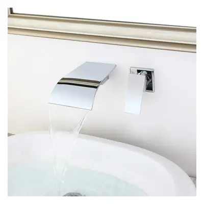 Milly Chrome Finished Wall Mounted Waterfall Single Lever Handle Bathroom Basin Tap