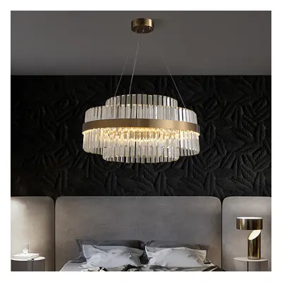 Fixedo Modern Tiered Crystal LED Chandelier in Brass Light