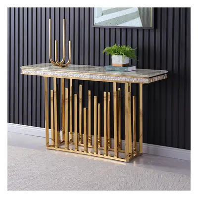 1500mm Modern Marble Console Table Narrow Hallway Table with Gold Stainless Steel Base