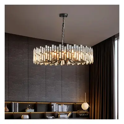 Clytia Modern Geometric Crystal Chandelier 10-Light with Adjustable Chain in Black