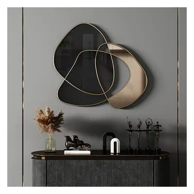 800mm Abstract 3D Metal Big Wall Decor Unique Modern Irregular Home Art in Black & Gold