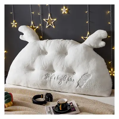 White Soft Faux Rabbit Velvet Elk Antler Reading Pillow Cute Decorative Headbo