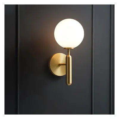 Decorica White and Gold LED Glass Globe Indoor Wall Sconce