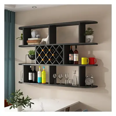 Contemporary Wall Mounted Wine Rack in Black