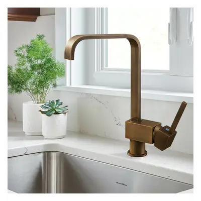 Relia Square Single Lever Handle Monobloc Antique Brass Kitchen Sink Tap Solid Brass