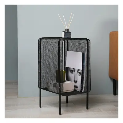 550mm Modern Metal Rectangular Black Magazine Rack with Open Storage