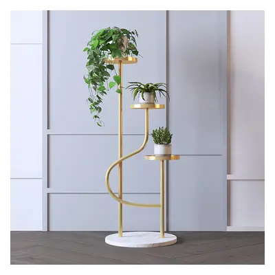 1080mm Tall Metal Plant Stand 3 Tier Modern Corner Ladder Planter in Gold