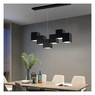 Modern Linear Black Kitchen Island Light 6-Light Square Pendant Light