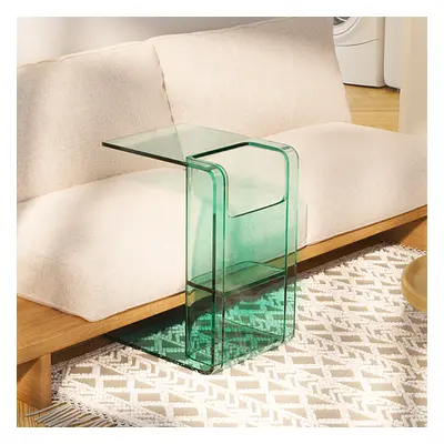 Aryclic C-Style End Table with Magazine Rack Organizer C Side Table