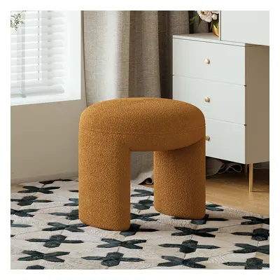 Modern Orange Boucle Vanity Stool Backless Makeup Accent Chair