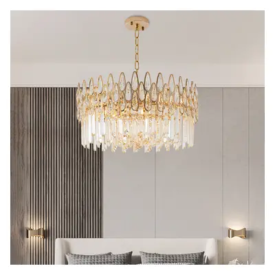 Ketose Modern Gold 10-Light Crystal Chandelier with Adjustable Chain