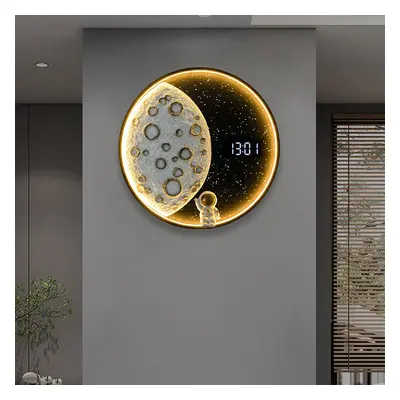 500mm LED Digital Round Moon Astronaut Wall Clock Spaceman Decor Art USB Charging