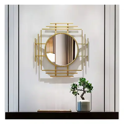 715mm Luxury 3D Geometric Gold Metal Wall Mirror Overlapping Home Decor for Entryway