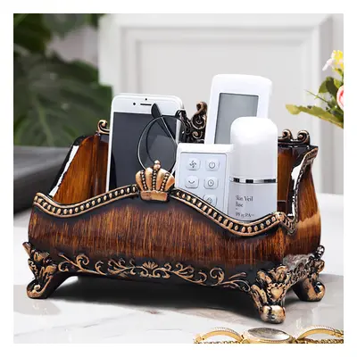 Vintage Brown Resin Remote Control Holder Living Room Storage Box Home Decoration