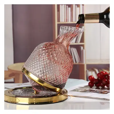 Luxury Glass Tumbler Wine Decanter 360 Rotating Hand-Carved Diamond Creative Spin Decanter