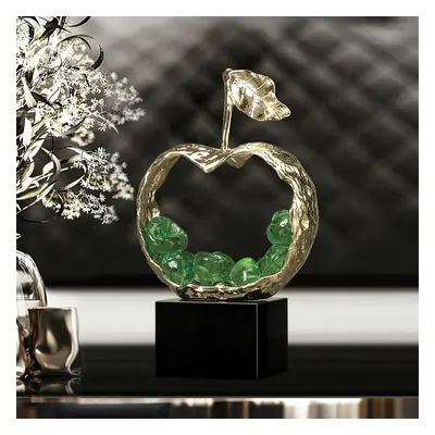 195mm Green Metal & Resin Abstract Geometric Apple Fruit Sculpture Ornament Desk Decor