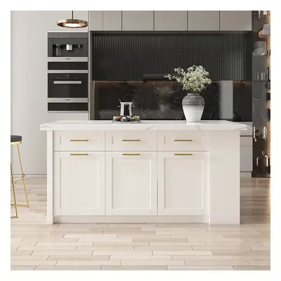 70.9" Kitchen Islands with Multi-Storage White Modern Kitchen Cabinet