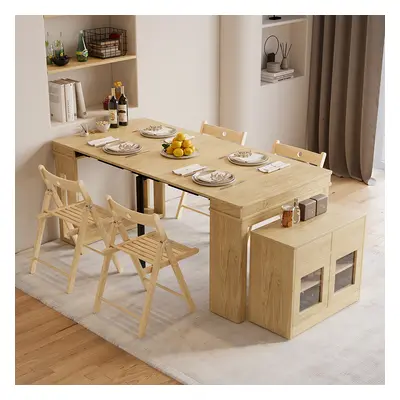 Dining Table Set 70.9" Rectangle Extendable Dining Table with Storage Sideboard Farmhouse Style 