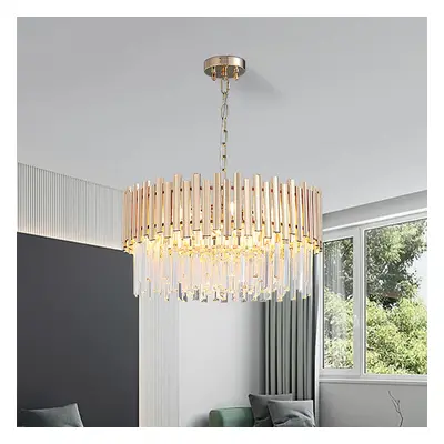 Tierizo Modern 9-Light Tiered Crystal Chandelier with Adjustable Chain in Gold