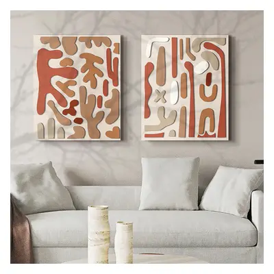 2 Pieces 3D Modern Abstract Wall Decor Set Rectangle Painting Art Living Room Bedroom