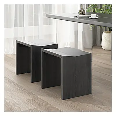 Farmhouse Modern Backless Dining Chair Wood Dining Stool Black (Set of 2)