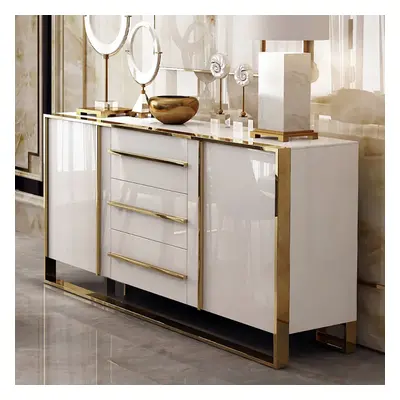 Cylina 59" Glossy White Buffet & Sideboard with 3 Drawers & 2 Doors