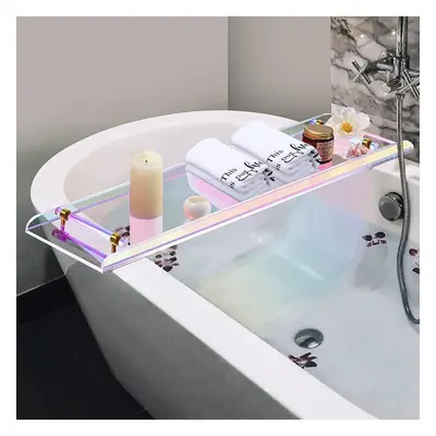 Acrylic Bathtub Tray Iridescent Clear Bathroom Caddy Shelf with Handles