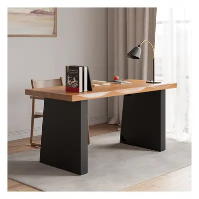 1600mm Industrial Natural & Black Rectangular Office Desk Sturdy Pine Wood Computer Desk