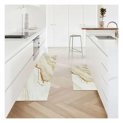 2 Pieces Modern Marble Washable Kitchen Runner Mats Non-slip absorbent Kitchen Mat Set