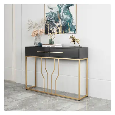 800mm Modern Narrow Black Console Table with Storage Wood Entryway Table with Drawers