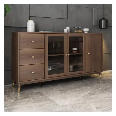 Ultic Modern Rectangle Sideboard Buffet with Ample Storages & Doors in Walnut