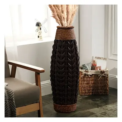 735mm Rustic Tall Woven Bamboo Rattan Standing Floor Vase Decor Art Living Room