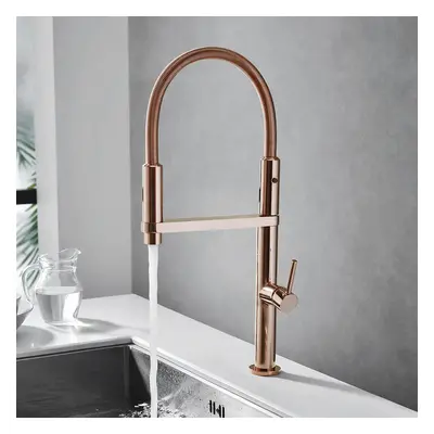 Rose Gold Monobloc High Arc Magnetic Kitchen Mixer Tap Dual-function Spray